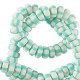 Polymer beads rondelle 7mm - White-mint blue